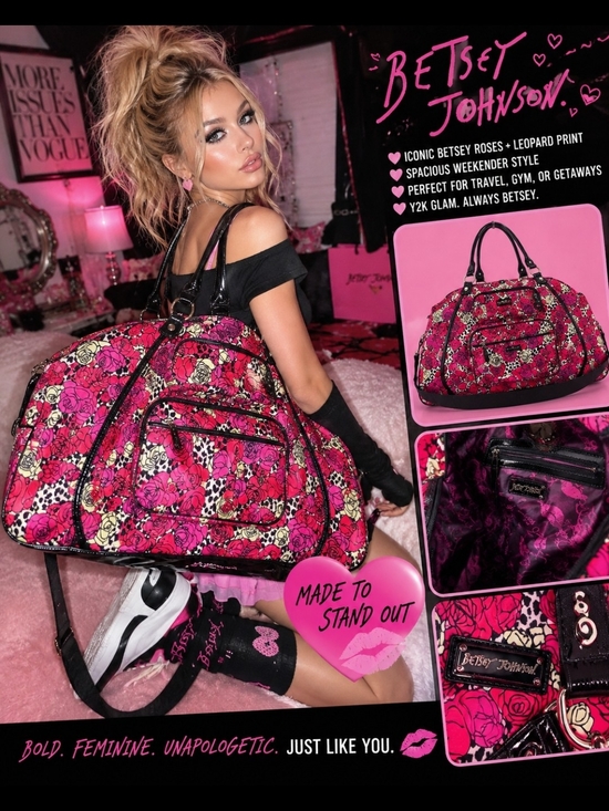 Betsey Johnson Handbags - Betsey Johnson Y2K Rose Leopard Weekender Duffel Travel Bag NWOT